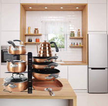 Shop for pot and pan organizer rack for cabinet home kitchen storage pan holder cabinet pot organizer 8 tier adjustable heights expandable pot organizer for under cabinet