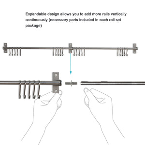 Discover wallniture lyon gourmet kitchen wall mount rail and 10 hooks stainless steel pot pan lid holder rack 31 5 inch