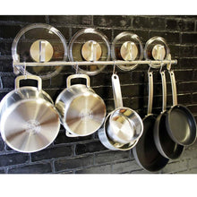 Discover the best wallniture lyon gourmet kitchen wall mount rail and 10 hooks stainless steel pot pan lid holder rack 31 5 inch