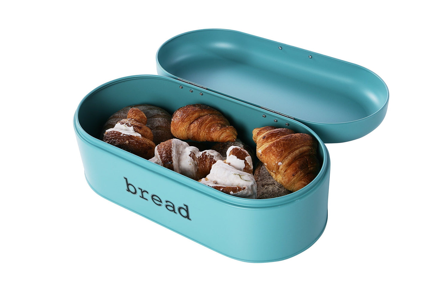 New large bread box for kitchen counter bread bin storage container with lid metal vintage retro design for loaves sliced bread pastries teal 17 x 9 x 6 inches