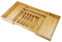 Get kitchenedge premium silverware flatware and utensil organizer for kitchen drawers expandable to 33 inches wide 11 compartments 100 bamboo