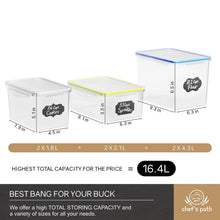Top chefs path food storage containers flour container great for sugar baking supplies airtight kitchen pantry bulk food canisters bpa free 6 pc set 8 labels pen