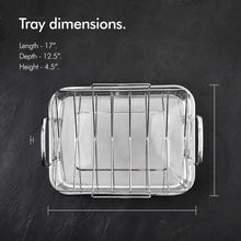 VonShef Stainless Steel Roaster Pan with Rack – Ideal for Roasting Chicken/Turkey/Meat Joints & Vegetables, 17 Inch, 8 Quart Capacity