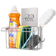 Discover the best faayfian wall mounted 3 in 1 kitchen sponge holder stainless steel bathroom shelf storage organizer soap scrubbers holder dish cloth hanger bathroom shower caddy kitchen sink caddy