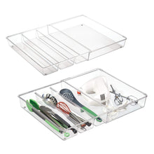 Top mdesign adjustable expandable 4 compartment kitchen cabinet drawer organizer tray divided sections for cutlery serving cooking utensils gadgets bpa free food safe 3 deep pack of 2 clear