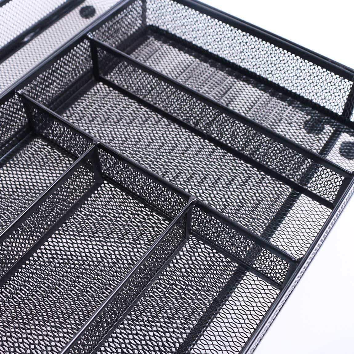 Results szat pro mesh silverware cutlery tray drawer organization kitchen storage flatware utensil organizer for knives spoons forks black expandable