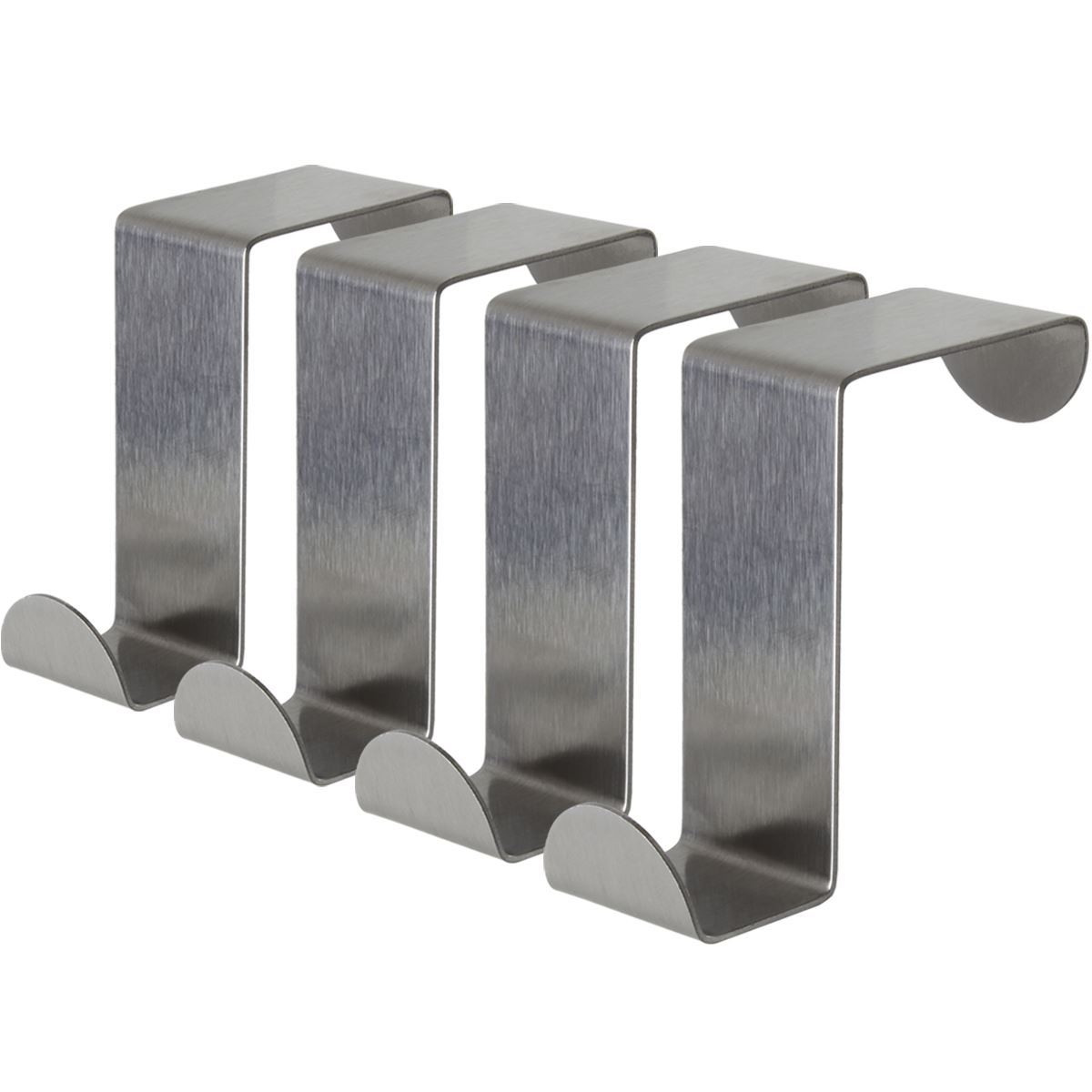 Stainless Steel Over Door Hooks Reversible Hangers for Cupboard Cabinet Drawer Kitchen Bathroom, etc.