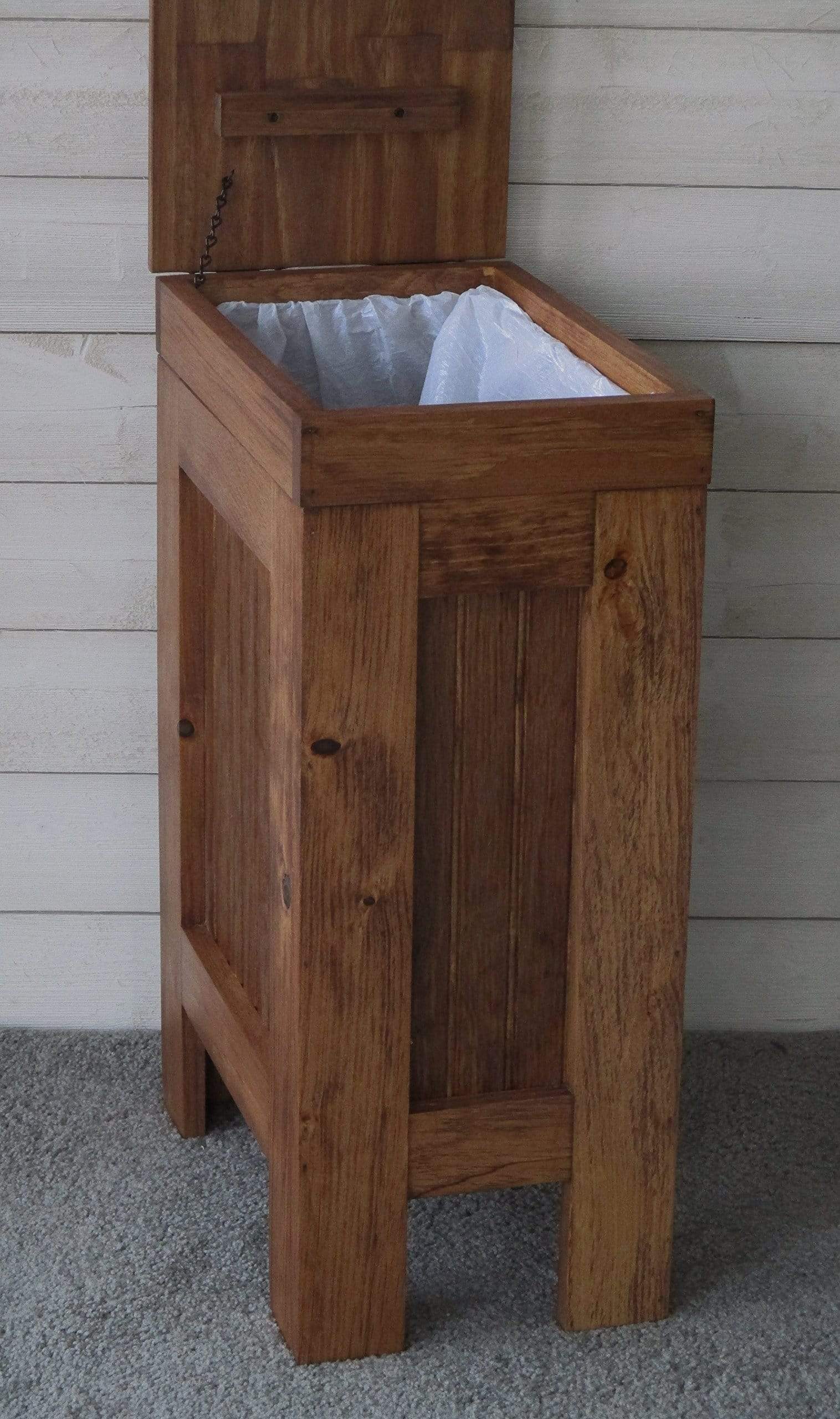Select nice buffalowood shop rustic wood trash bin kitchen trash can wood trash can dog food storage container 13 gallon recycle bin early american stain with metal knob