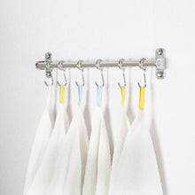 Home webi kitchen sliding hooks solid stainless steel hanging rack rail with 14 utensil removable s hooks for towel pot pan spoon loofah bathrobe wall mounted
