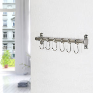Get webi kitchen sliding hooks solid stainless steel hanging rack rail with 14 utensil removable s hooks for towel pot pan spoon loofah bathrobe wall mounted