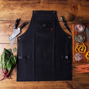 Latest dalstrong professional chefs kitchen apron sous team 6 heavy duty waxed canvas 5 storage pockets towel tong loop liquid repellent coating genuine leather accents adjustable straps
