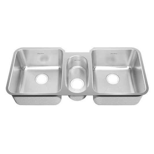 American Standard Prevoir Undermount Brushed Stainless Steel 41x18.75x9 inch 0-Hole Triple Bowl Kitchen Sink 549763