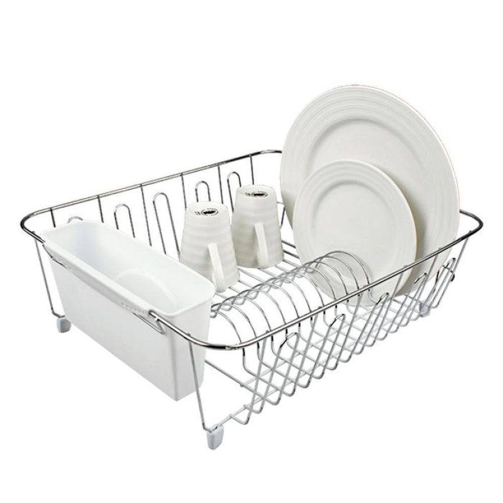 D-Line Chrome Plated Dish Rack Small White