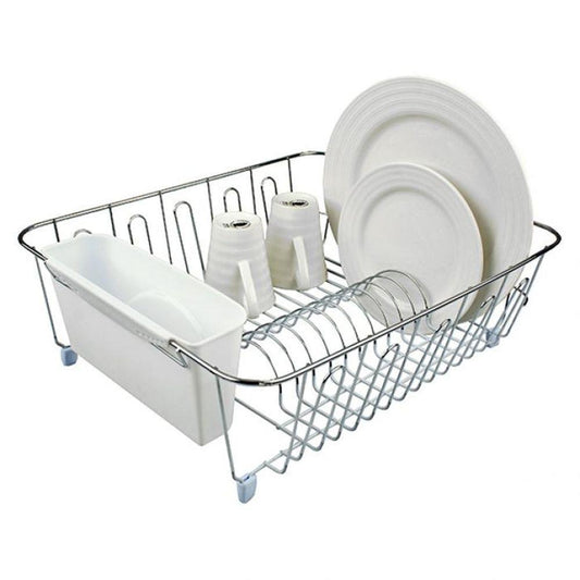 D-Line Chrome Plated Dish Rack Large White