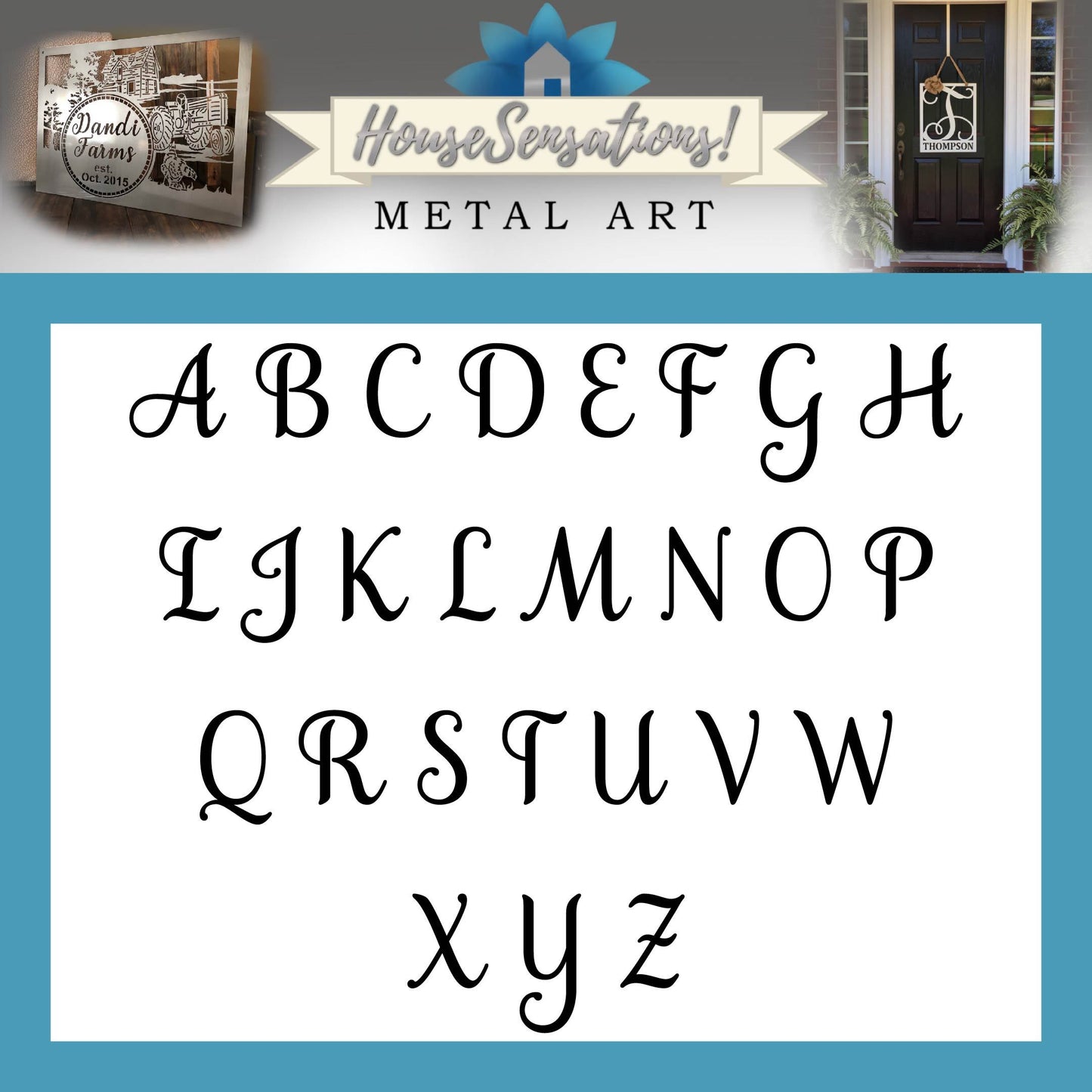 Metal Family Name Sign | Established Front Door Wreath | Personalized Monogram Front Door Hanger