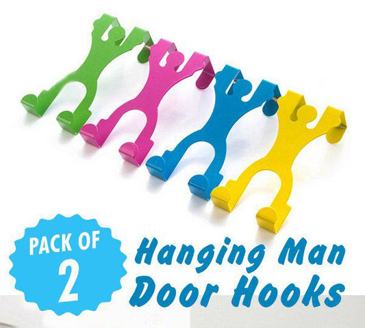 Pack of 2 Stainless Steel Hanging Man Door Hook Drawer Desk Cute Convenient Easy