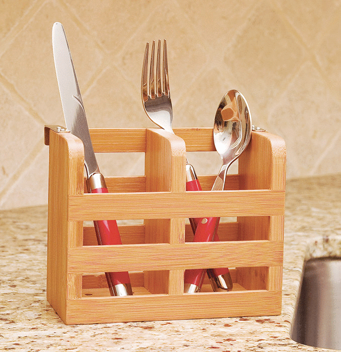 Bamboo Flatware Holder for Bamboo Dish Rack