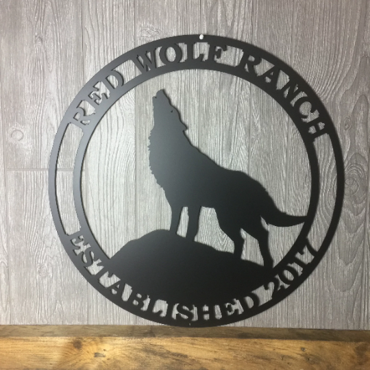Timber Wolf Ranch Sign Metal Personalized Wolf Ranch Farm Sign – One Perfect Room