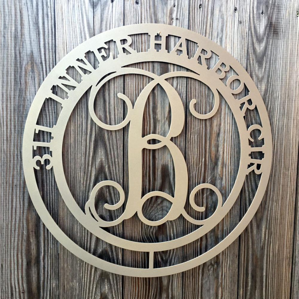 Round Monogram Address Sign