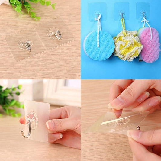 Strong Viscose Seamless Transparent Hook Hanging Wall Kitchen Bathroom Door Hook Nail Free Glue