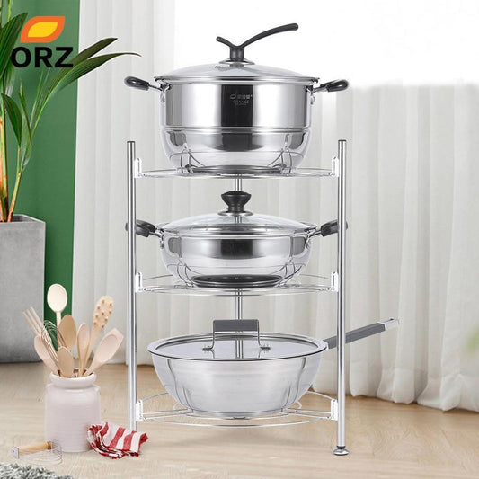 3 Tier Stainless Steel Pan Rack Pot Holder Updated