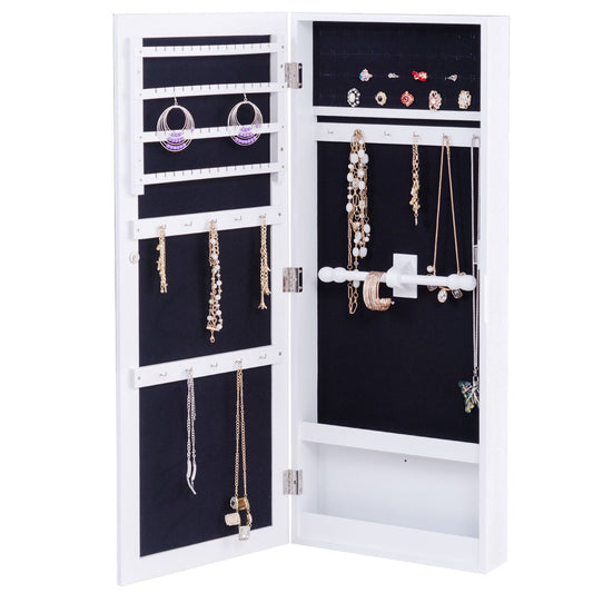 Wall Mounted Mirrored Storage Jewelry Cabinet